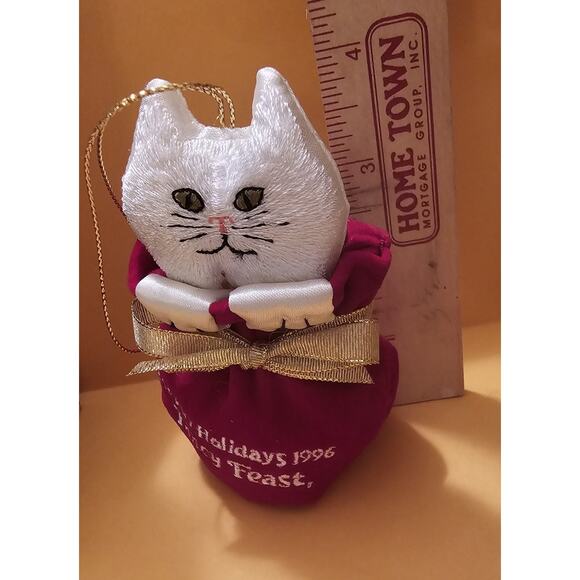 Vintage New In Box Fancy Feast Holiday White Persian Kitten In Bag 1996 - Picture 5 of 5